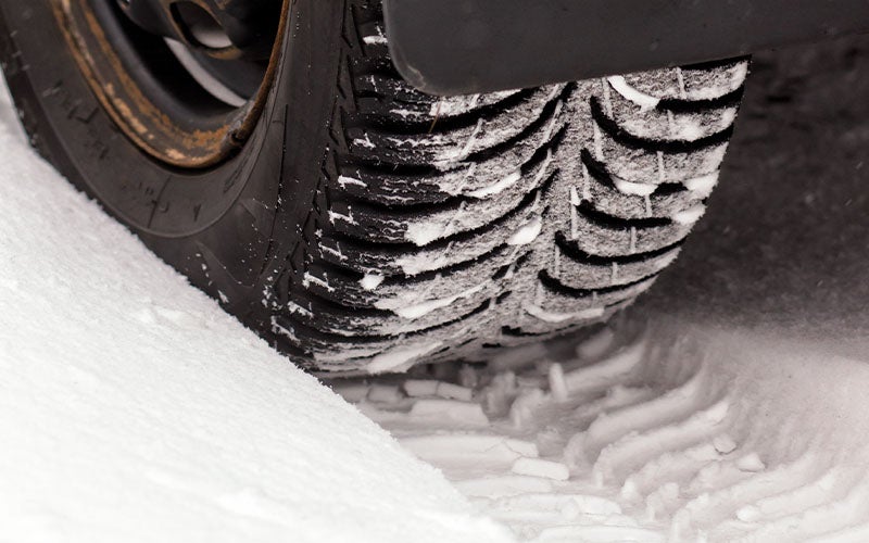 car tires in the snow